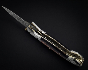 Couteau pliant multifonctionnel fait main en acier Damas pour le camping et la chasse, avec étui en cuir, OBM OEM - Product Image 4
