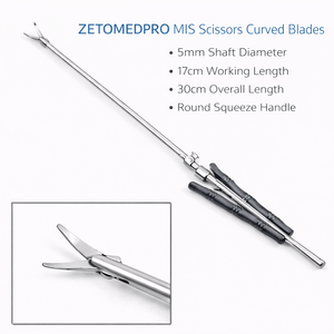 Tijeras Premium ZETOMEDPRO MIS con Hojas Curvas, Eje de 5 mm, Longitud de Trabajo de 17 cm, Longitud Total de 30 cm, Mango Redondo Ajustable – ZETOMEDPRO - Product Image 5