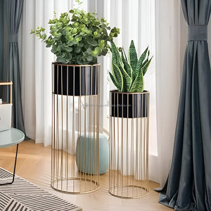 Gran oferta, maceta de Metal negro, Juego de 2 macetas negras para jardín, balcón interior, sala de estar, sala de estar - Product Image 6