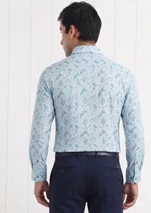 เสื้อเชิ้ตผู้ชายลายดอกไม้ 100% ผ้าฝ้าย ODM แขนยาว กระดุมสองแถว ปกคอพับ ระบายอากาศได้ดี เหมาะสำหรับฤดูร้อน - Product Image 3