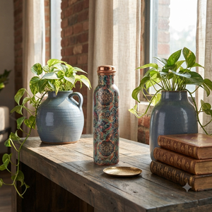 Handmade <b>Copper</b> <b>Water</b> <b>Bottle</b> with Floral Paisley Design, Reusable Metal Drinking <b>Bottle</b>, Indian Gift, <b>Wholesale</b> OEM Custom Bulk - Product Image 6