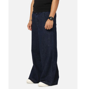 Jeans de mezclilla OEM 100% algodón ligeros de cintura media con lavado a la piedra para hombre, botones plateados personalizados, corte holgado, venta al por mayor - Product Image 2