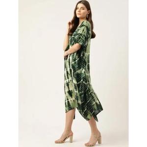 Vestido Kaftán Tie-Dye Emerald Breeze ODM, Maxi de Otoño, 100% Algodón, Silueta Holgada Informal - Product Image 2