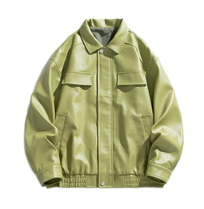 Veste de moto pour homme en cuir PU noir, coupe slim, fermeture éclair sur le devant, manches longues, imperméable, coupe-vent, respirante, streetwear - Product Image 1