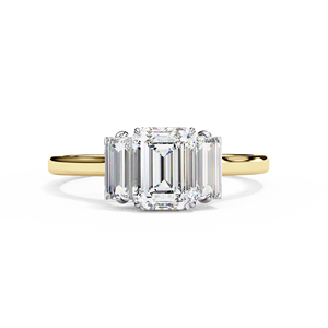 แหวนเพชรทรงเอเมอรัลด์ 1 กะรัต เพชรเลี้ยงในห้องปฏิบัติการ ทองคำแท้ 14K แหวนแบบคลาสสิกประดับเพชรรอบวง สำหรับหมั้น แต่งงาน ครบรอบ พร้อมวงแหวนซ่อนแบบฮาโล - Product Image 1