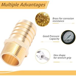 Raccords de tuyau à barbillons en laiton, adaptateur de tuyau d'air de 1 po à 1 po NPT mâle - Product Image 3