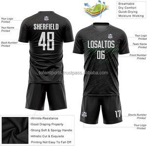 Maillot de football personnalisé sublimé pour homme, noir, manches courtes, anti-transpiration, coupe athlétique, impression du nom de l'équipe, toutes saisons - Product Image 3