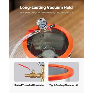 Pompa per vuoto monostadio da 3 galloni 3.5 CFM con kit camera di degassificazione in acciaio inossidabile e coperchio in vetro temperato per recipienti a pressione - Product Image 3