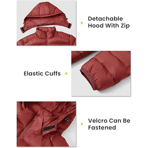 Womens Quilted Puffer <b>Jacket</b> With Sparkly Rhinestone Details And Cozy Attached Hooded Coat - Product Image 4