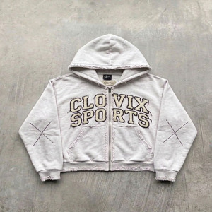 CLOVIX SPORTS Sweat-shirt à capuche zippé pour homme 100% coton, broderie de logo personnalisée, impression en relief, fournisseur en gros - Product Image 4