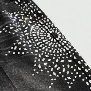 Shorts de Mezclilla con Pedrería 2026 para Hombre, Color y Talla Personalizados, Estilo Hip Hop Retro, Negro Holgado, Precio Económico - Product Image 4