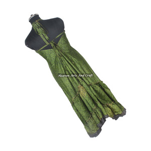 New Bohemian Manufacturer & Exporter Of Women Wear Recycled Indian <b>Vintage</b> Sari Silk Dress Ladies Elegant Dinner <b>Gown</b> Sleeveless - Product Image 5