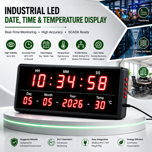 จอแสดงอุณหภูมิ LED อุตสาหกรรม พร้อมแสดงวันที่และเวลา |   การซิงโครไนซ์ GPS/NTP |   พร้อมใช้งานกับ SCADA และ OEM - Product Image 1
