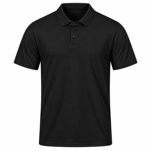 Prix bas, faible MOQ, 100% polyester, blanc uni, tricoté, anti-boulochage, manches courtes, uniforme, logo personnalisé brodé ou imprimé, pour hommes - Product Image 3