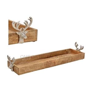 Plateau en bois avec motif de rennes en aluminium pour la vaisselle et les ustensiles de cuisine, décorations de Noël - Product Image 4