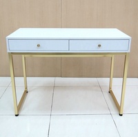 Bureau d'ordinateur blanc moderne et simple Top Home avec 2 tiroirs, structure en panneau de particules et tubes métalliques, pour étude, 106x48x78.5cm SCE PCD-191