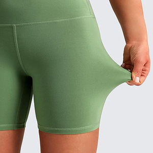 Shorts de sport pour femmes en Spandex/Nylon, taille haute élastique, respirants, séchage rapide, couleur unie, prix de gros - Product Image 2