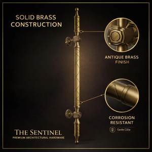 Sentinel Antique Brass Ambidextrous Touch Control <b>Pull</b> <b>Handle</b> Engraved Interlace Gold Hardware for Cabinets and <b>Doors</b> - Product Image 3