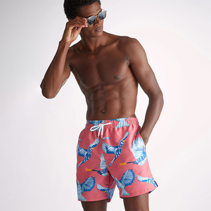 กางเกงว่ายน้ำชายพิมพ์ลายต้นปาล์มและฉลาม ปรับแต่งได้ แห้งเร็ว เอวผูกเชือก สไตล์ฮิปฮอป สำหรับออกกำลังกายและชายหาด - Product Image 2