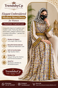 Vestido Maxi Modesto Bordado a Mano para Mujer, Vestido Étnico de Manga Larga hasta el Suelo para Mujeres Musulmanas, Thobe Palestino - Product Image 6
