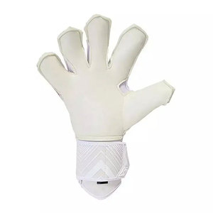 Gants de gardien de but de football personnalisés, doigts entièrement couverts, blanc et noir, en cuir, fermeture auto-agrippante, unisexe, respirants, antidérapants - Product Image 4