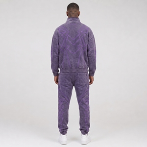 Men Sun Faded Tracksuit Soft Washed Athletic Set Breathable Comfort Fit Jacket And <b>Jogger</b> For Training Daily Casual Wear - Product Image 2