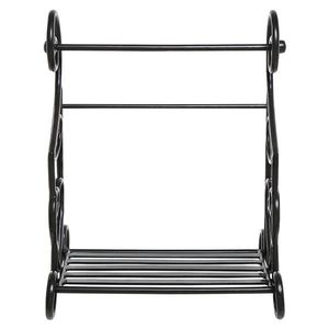 Portarotolo da cucina autoportante in metallo nero con design a cuore intagliato, porta spezie/condimenti per piano di lavoro - Product Image 1