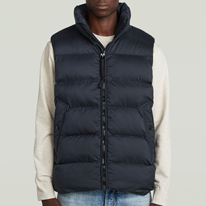 OEM Custom <b>Men's</b> Black Spring Solid Woolen Puffer Vest <b>Warm</b> Zipper Pocket V-neck Hooded Sleeveless Padded <b>Jacket</b> - Product Image 1