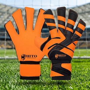 Guantes de Portero de Fútbol de Látex Alemán Negros y Naranjas de Diseño Personalizado, con Palma Plana de Látex Alemán de 4 mm y Correa con Relieve - Product Image 4