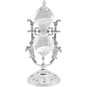 Vintage Engraved Metal Hourglass Sand Timer 30 Minute Antique Rotating Brass Finish Sand <b>Clock</b> With Floral Motifs For Home Desk - Product Image 2