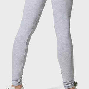 Leggings Largos de Cintura Alta para Mujer, Color Gris Sólido, Tejido Elástico de Nailon y Spandex, Básicos para Todas las Temporadas - Product Image 3