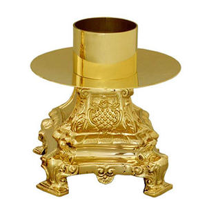 Candelabro Cuadrado de Latón Macizo con Base |   Candelabro Tradicional para Altar de Iglesia - DOUBLE VEE EXPORTS - Product Image 1