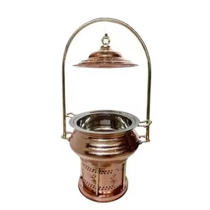 Nuevo Diseño de Recipiente para Calentar Comida de Cobre, Recipiente Redondo de Cobre con Tapa, Calentador de Combustible para Buffet, Servidor para Restaurante y Hotel - Product Image 6