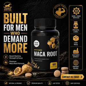 Comprimés de racine de maca Elma Food, 60 unités, à croquer, soutien à la vitalité et au métabolisme masculin, halal, GMP, HACCP, OEM, étiquette privée, complément alimentaire - Product Image 1