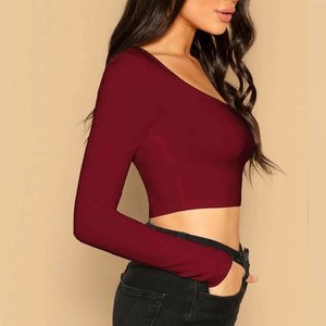 Plain Black Color <b>Rhinestone</b> Embedded Women Full Sleeve Crop <b>Top</b> Easy To Wear Lightweight Women Full Sleeve Crop <b>Top</b> - Product Image 3