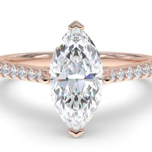 Impresionante anillo de hombro con diamantes marquesa de 0.50 ct, diamantes cultivados en laboratorio, en oro amarillo, blanco, rosa y platino de 18 quilates. - Product Image 1