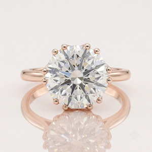 Anillo de Diamantes de Oro Rosa de 14K con Corte Brillante Redondo de Lilaba Enterprise, Certificado por GIA, Anillo de Compromiso Clásico para Mujer, Regalo - Product Image 1