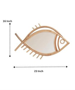 Miroir mural en rotin en forme de poisson décoratif en bambou pour salon, chambre à coucher, entrée, décoration murale naturelle tissée à la main - Product Image 2