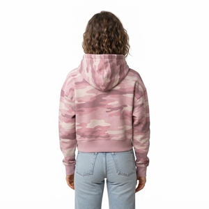 Womens Pink Camo <b>Crop</b> Hoodie Winter Clothes For Women Custom Hoodies <b>Zip</b> <b>Up</b> Hoodie Womens Hoodie Hoodies Women - Product Image 2