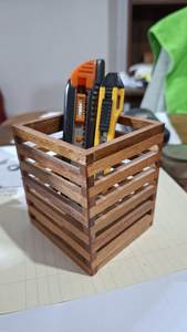 <b>Rustic</b> Timber Pencil Holder for Study Room Decorative Wood Pen Storage for Home Office Solid Hardwood Stationery Holder for <b>Desk</b> - Product Image 2