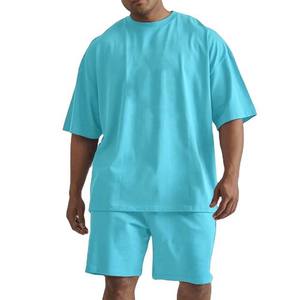 Conjunto de Dos Piezas de Camiseta y Pantalones Cortos Oversize para Hombre, Conjunto Deportivo con Hombros Caídos, Pantalones Cortos de Algodón y Poliéster de Peso Medio 100% para Hombre - Product Image 3