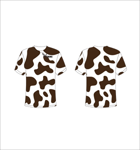 Custom Short Sleeve Sublimation T-Shirt Lightweight Athletic Apparel With White And Brown Cow <b>Animal</b> Print Pattern Design - Product Image 1