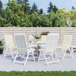 6 Pcs Crème Jardin Highback Chaise Coussins 47.2 "x 19.7" x 1.2 "Extérieur Tissu Oreillers et Coussins - Product Image 1