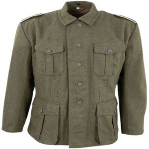 Men Wool Tunic <b>Jacket</b> Long Sleeve Button Front Style Outerwear WW2 German M40 Field <b>Grey</b> Wool Tunic Reproduction <b>Jackets</b> - Product Image 5