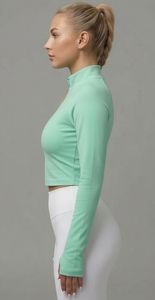 Chaqueta Deportiva Corta de Yoga para Mujer, con Cierre Frontal, Compresión, Color Liso - Product Image 3