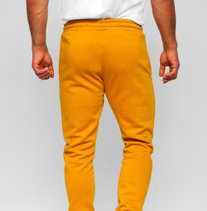 Men's Mustard Fleece Sweatpants Elastic Waist Drawstring Side Pockets Casual Joggers Autumn Midweight Knitted Fit - Product Image 6
