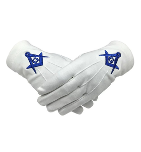 Gants maçonniques blancs 100 % coton pour l'hiver avec fermeture élastique au poignet et logo personnalisé - Régalia de qualité pour les loges maçonniques - Product Image 6