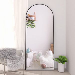 Specchio a Figura Intera Arcuato 65.2"x24" con Cornice in Lega di Alluminio Nera, Fatto a Mano in Ferro, Portatile per Ingresso, Camera da Letto, Soggiorno - Product Image 4