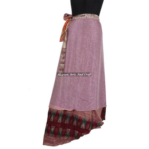 2026 Summer Latest <b>Skirt</b> Design <b>Wrap</b> <b>Skirt</b> 2 Layer Reversible Magic Silk Saris <b>Wrap</b> Long <b>Skirt</b> Boho Maxi Reversible Tube Design - Product Image 4