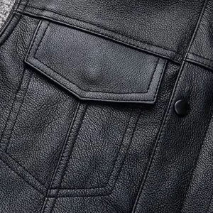 Chaleco de Cuero con Cierre de Cremallera, Transpirable, de Alta Calidad y a la Moda para Hombre, Ropa de Invierno Impermeable para Exteriores, Estilo Personalizado, Color Negro - Product Image 4